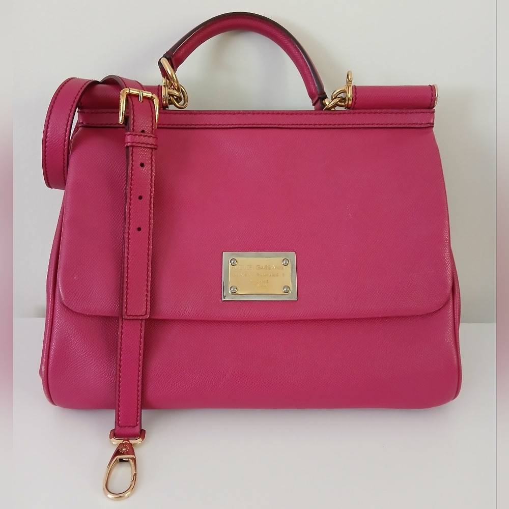 SOLD DOLCE GABBANA Pink Leather MISS SICILY Large  Handbag